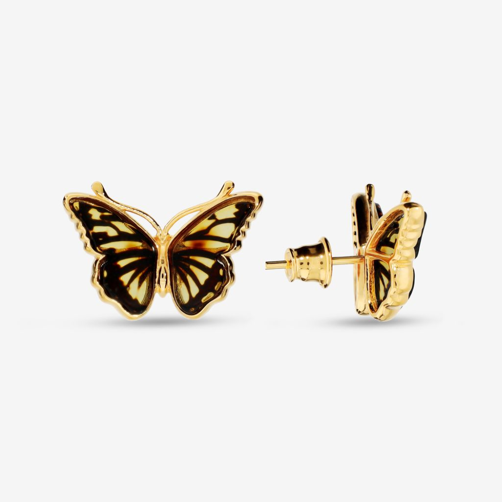 Italian Handmade Genuine Amber Petite Butterfly Earrings