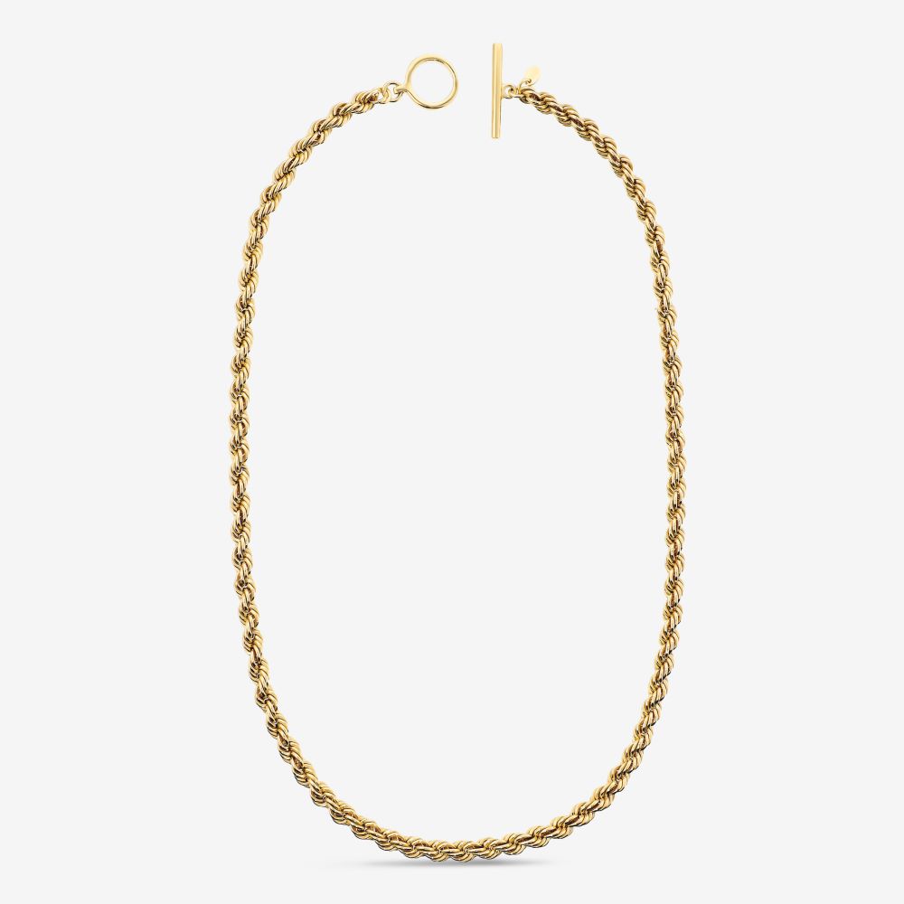 Italian Solid Rope Necklace With T-Bar, 46gr Sterling Silver