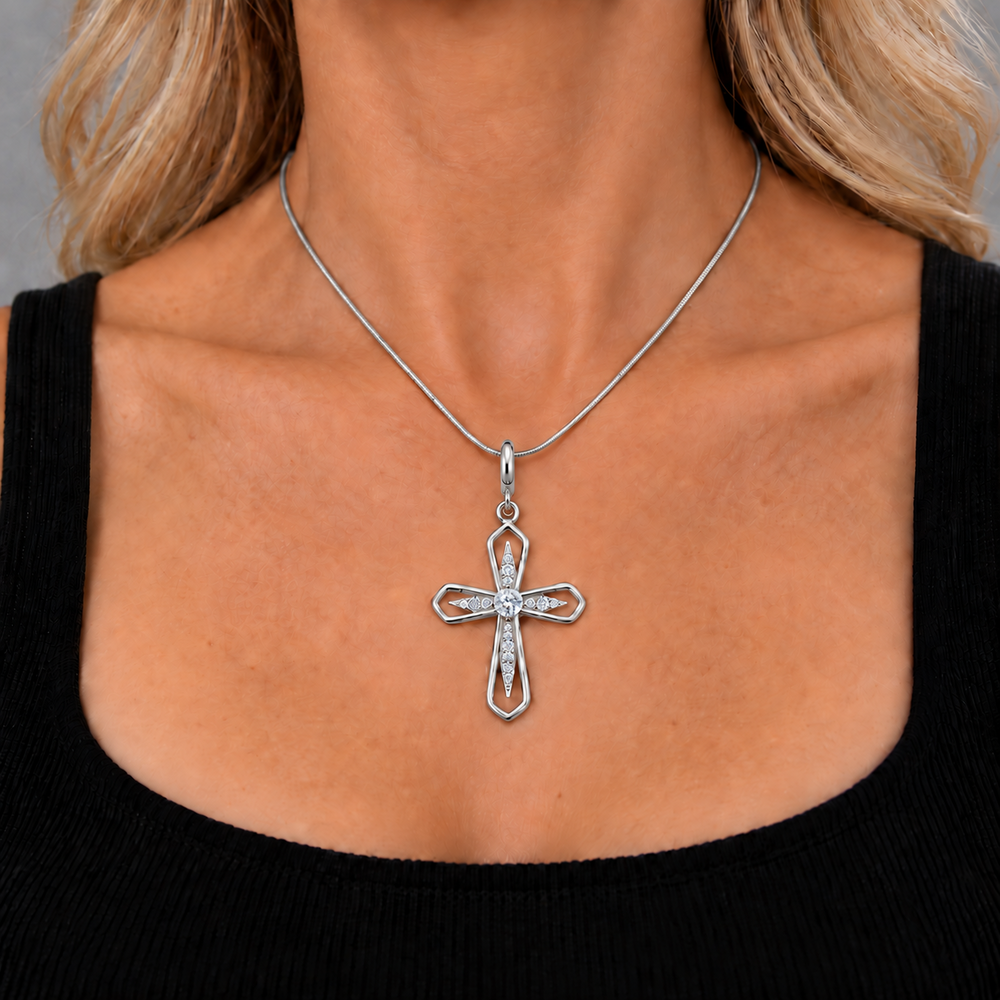 Italian Open Cross With Center Stones