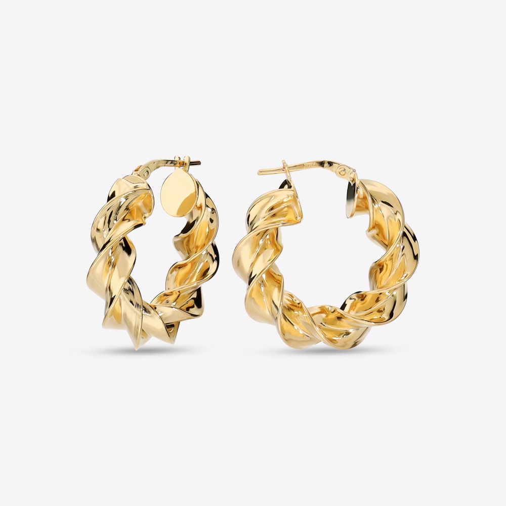 Italian Luxury Twist Hoop Earrings, 1"