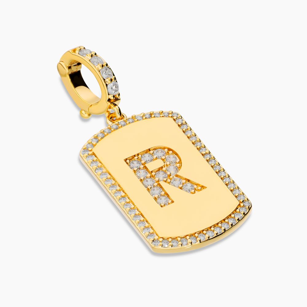 Italian Look of Diamonds Tag Style Initial Enhancer, Yellow