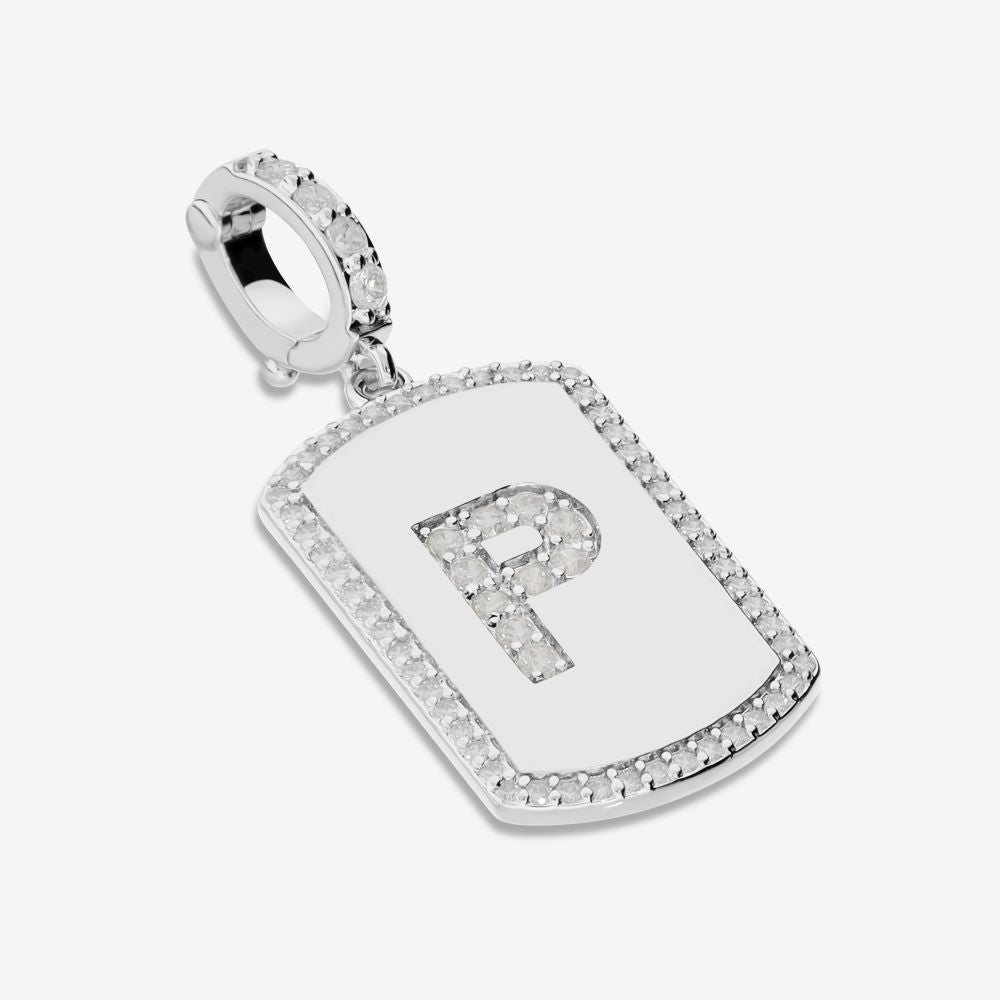 Italian Look of Diamonds Tag Style Initial Enhancer, White