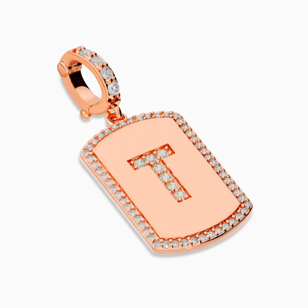 Italian Look of Diamonds Tag Style Initial Enhancer, Rose