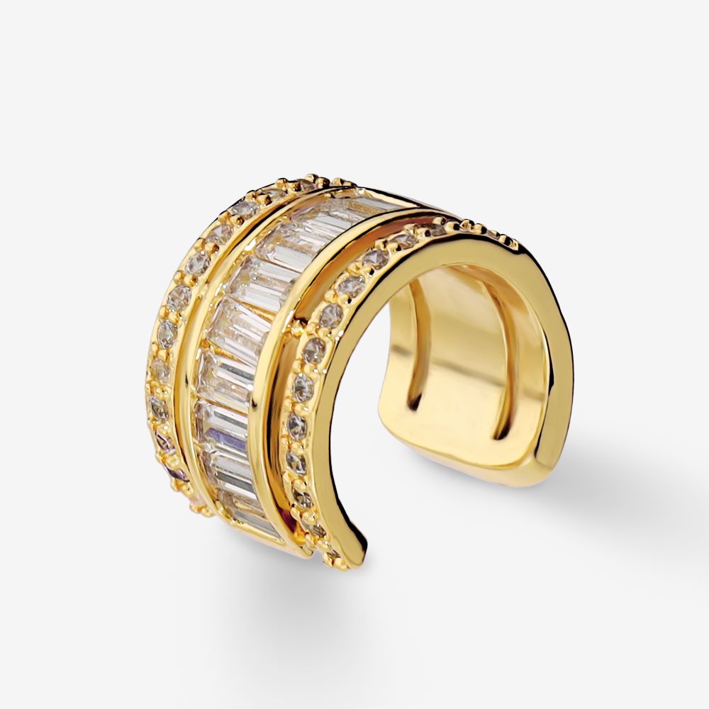 Italian Baguette And Pave Earring Cuff