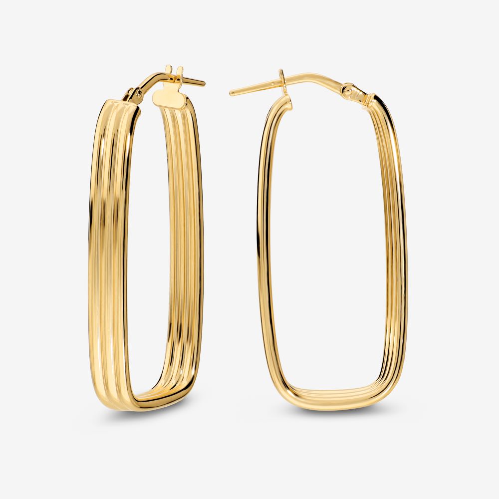 Italian Double Curved Rectangular Hoop Earrings