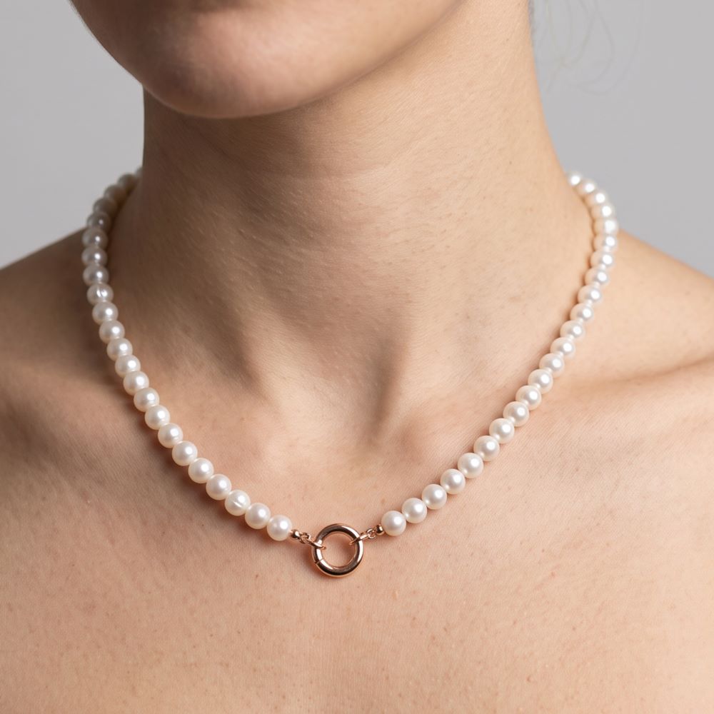 Italian Freshwater Pearl Necklace With Ring