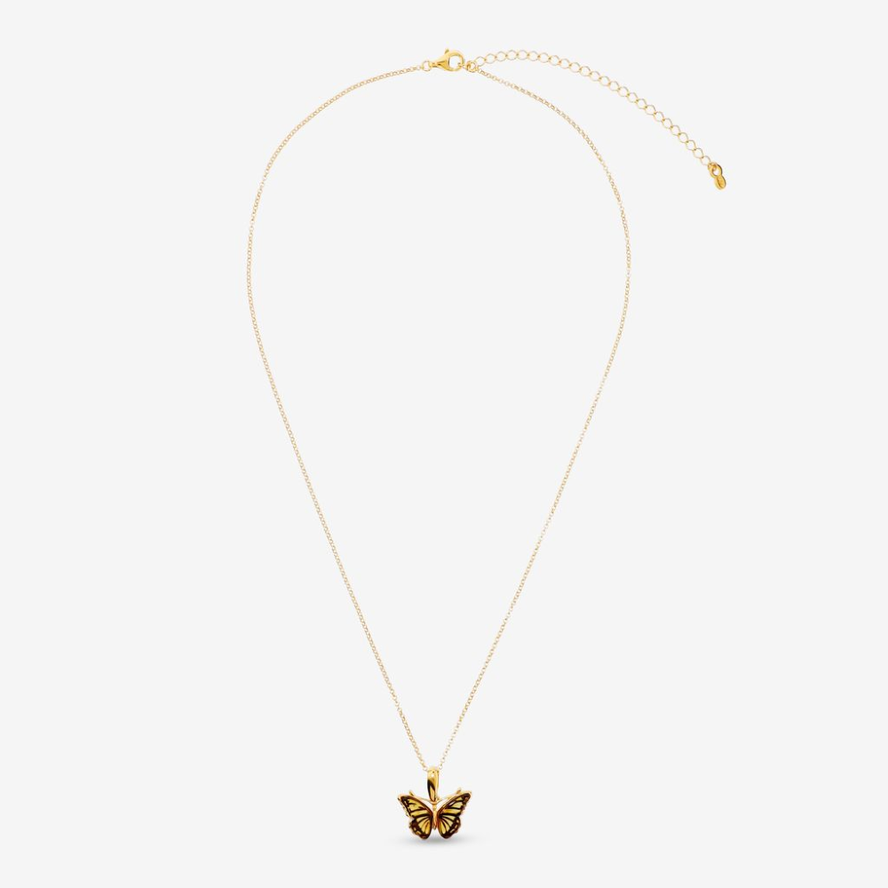 Italian Handmade Genuine Amber Petite Butterfly Necklace