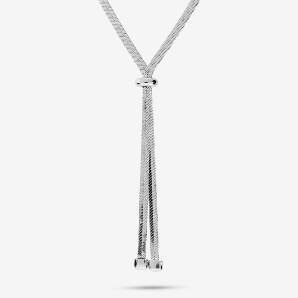 Italian Long Herringbone Slide Lariat Necklace