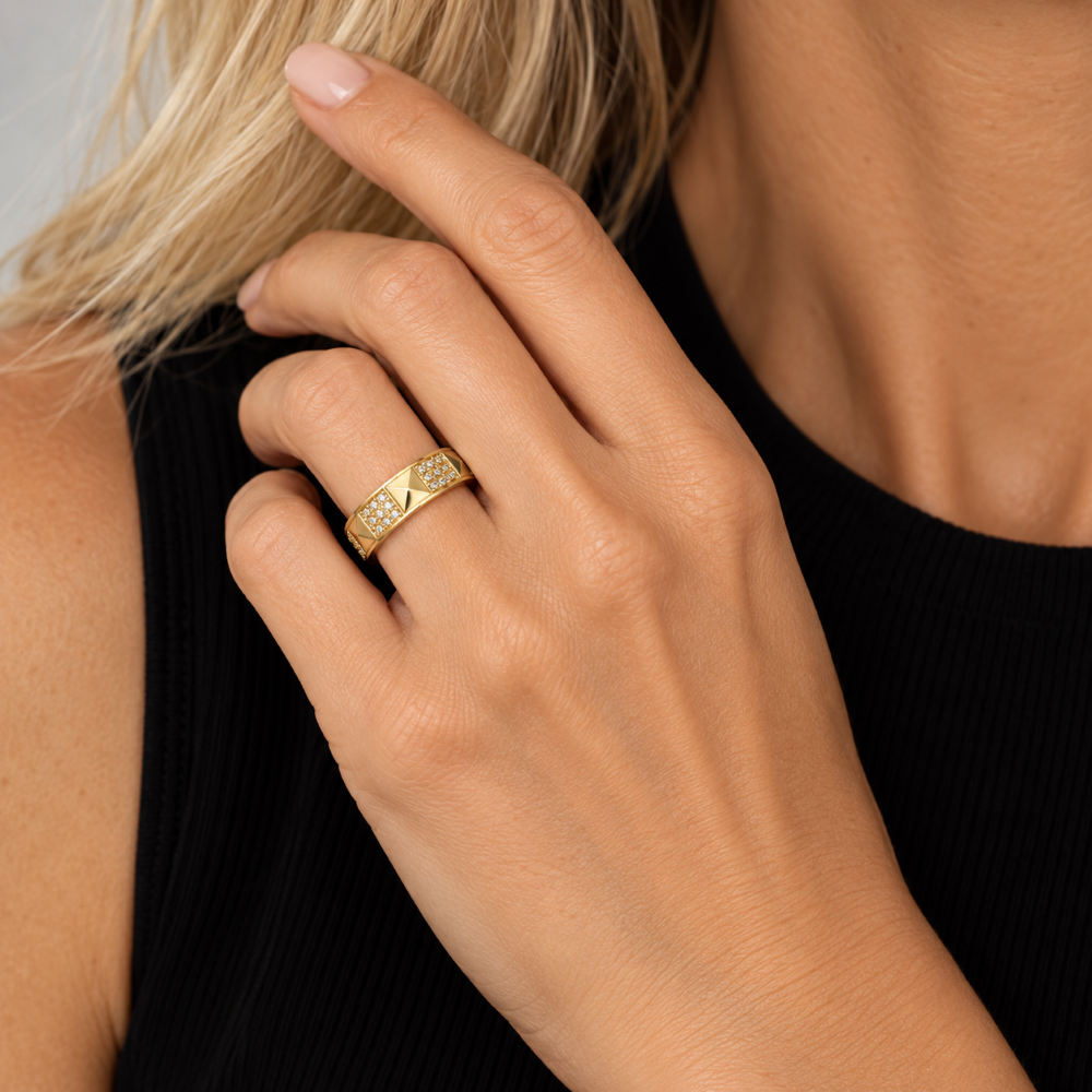 Italian Couture Inspired Pyramid Pave' Ring