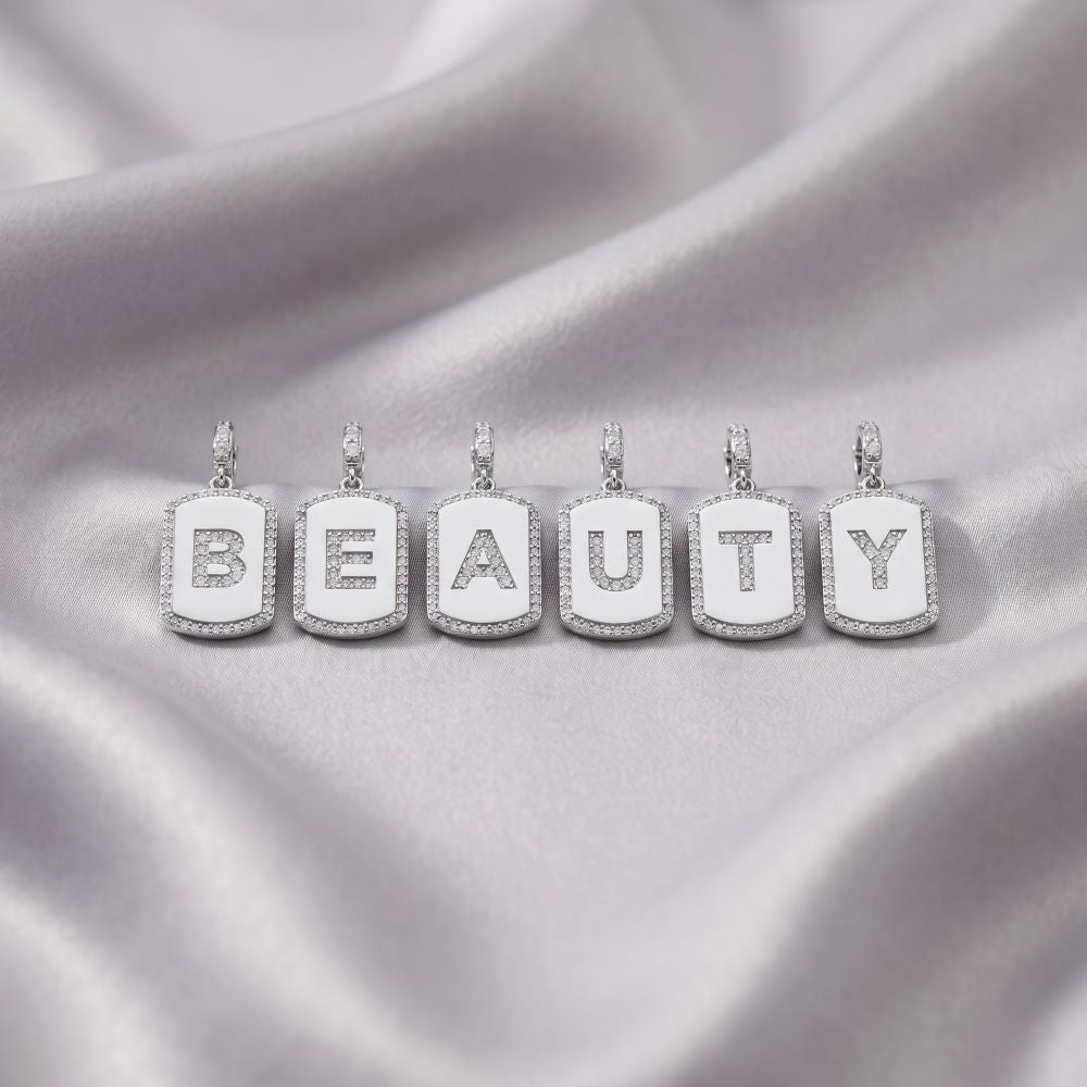 Italian Look of Diamonds Tag Style Initial Enhancer, White