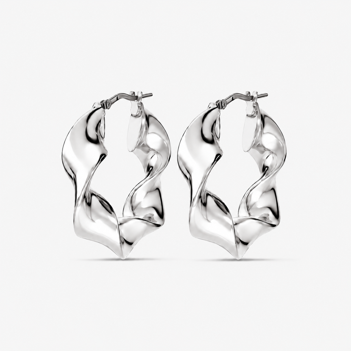 Italian Lucente Ribbon Twist 1.5" Hoop Earrings