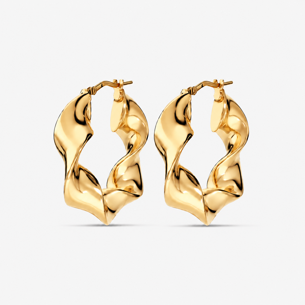 Italian Lucente Ribbon Twist 1.5" Hoop Earrings