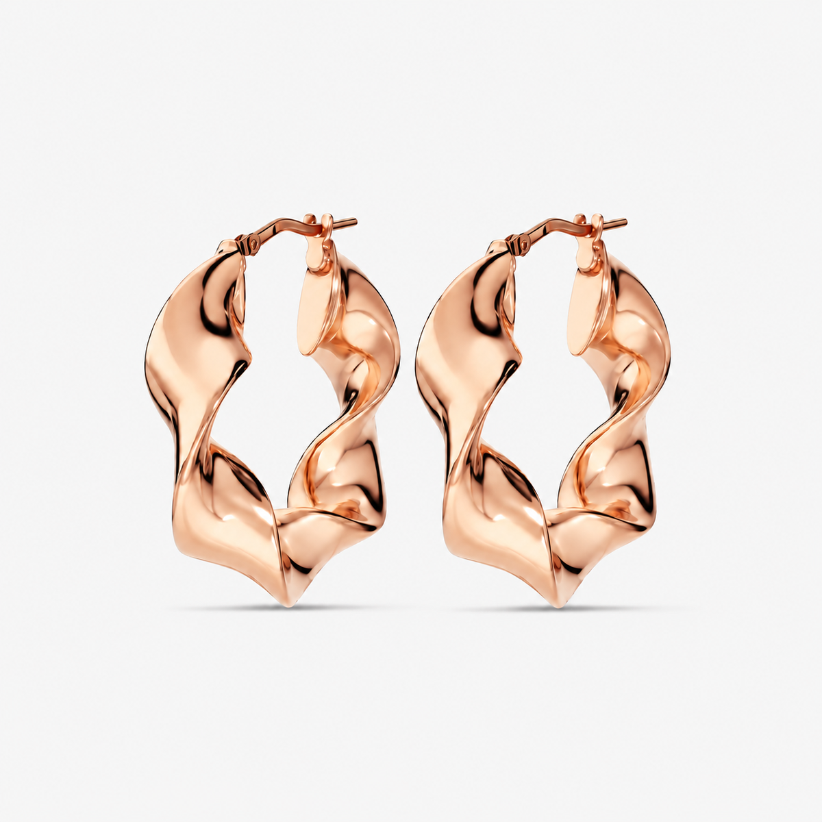 Italian Lucente Ribbon Twist 1.5" Hoop Earrings