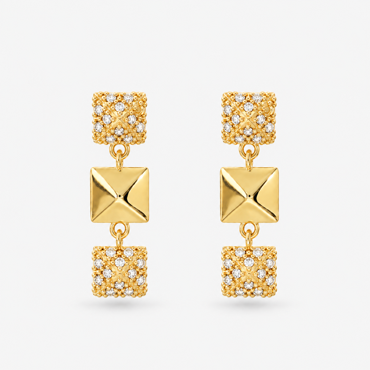 Italian Couture Inspired Pyramid Pave' Drop Earrings