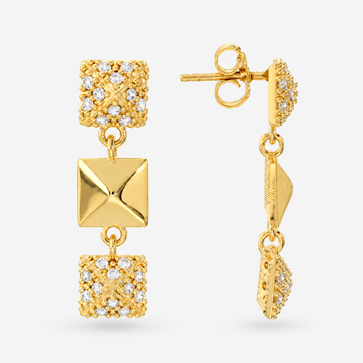 Italian Couture Inspired Pyramid Pave' Drop Earrings