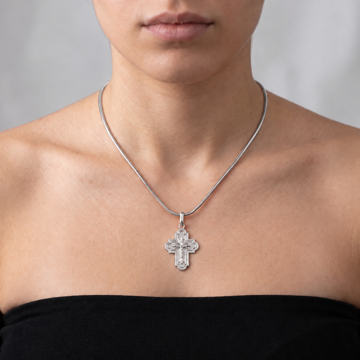 Italian Grand Polished Cross Pendant/Enhancer