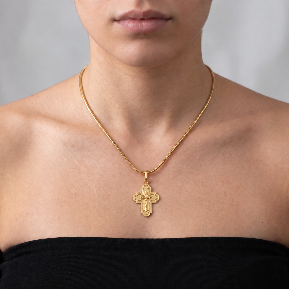 Italian Grand Polished Cross Pendant/Enhancer
