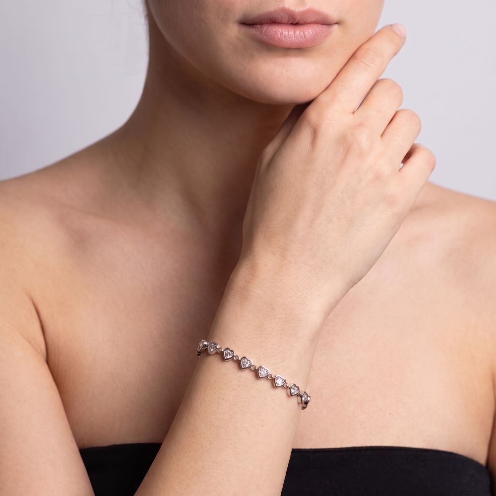 Italian Circling Hearts Tennis Bracelet