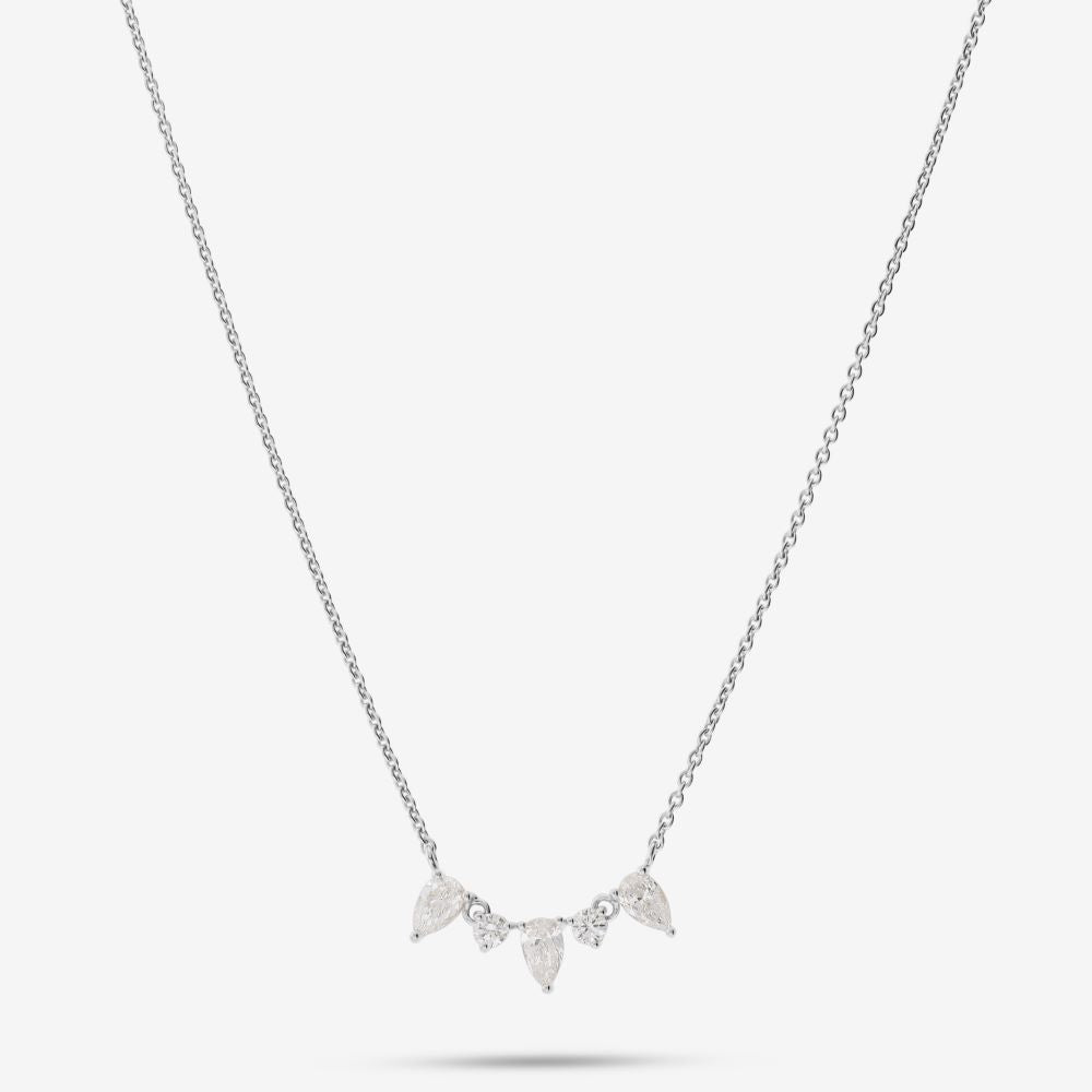 Italian Pear And Round Diamond Necklace, Lab Grown