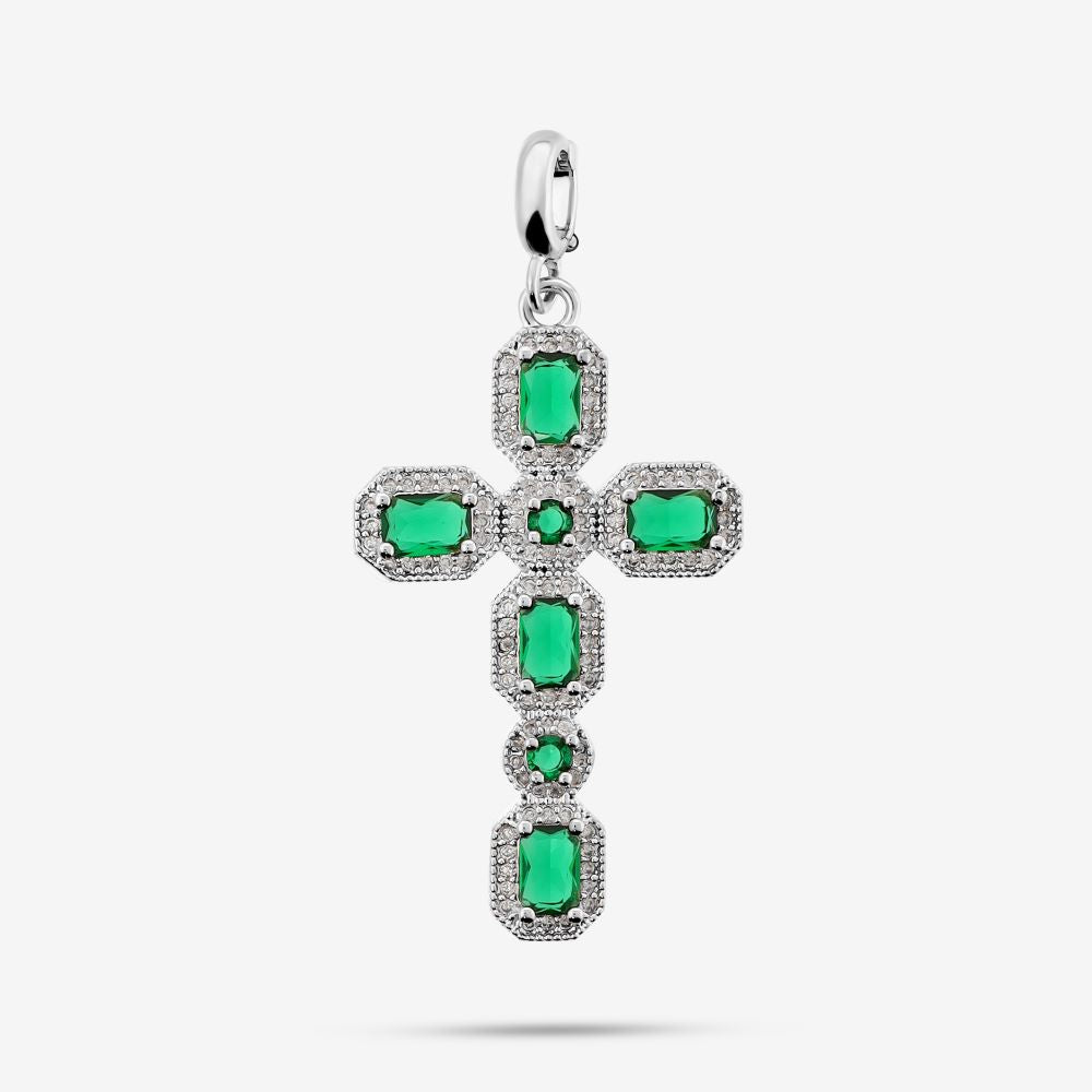 Italian Look of Emeralds and Diamonds Cross Enhancer