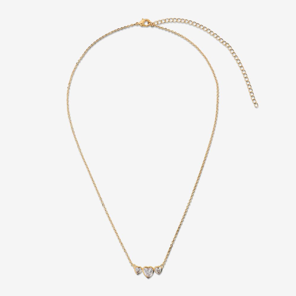 Italian Bezel Set Triple Heart Necklace