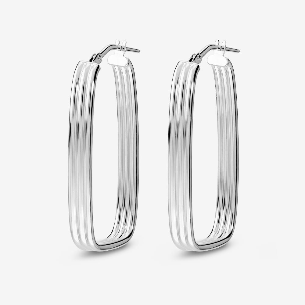 Italian Double Curved Rectangular Hoop Earrings