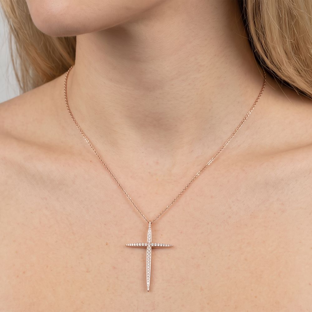 Italian Sleek Modern Cross Necklace