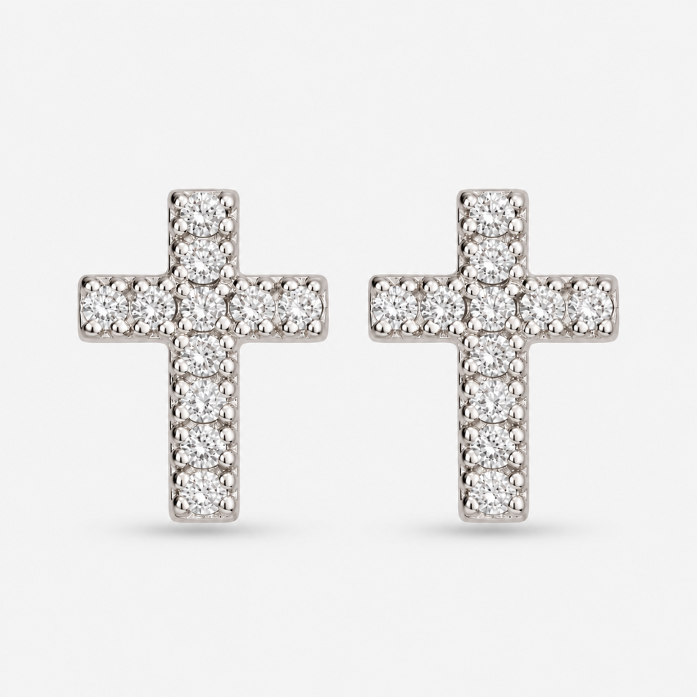 Italian Perfect Size Lab Grown Diamond Cross Earrings