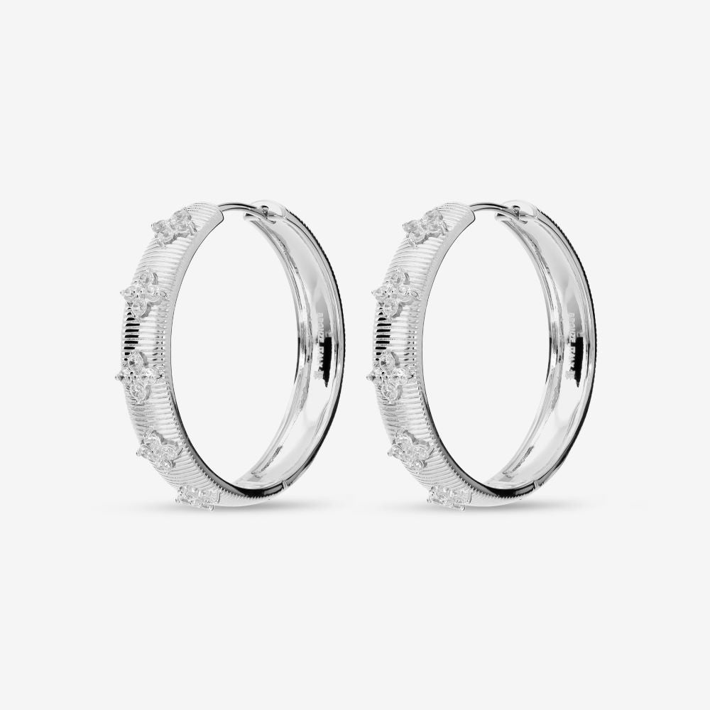 Italian Handmade Couture Texture Luxury Hoop Earrings With Stones
