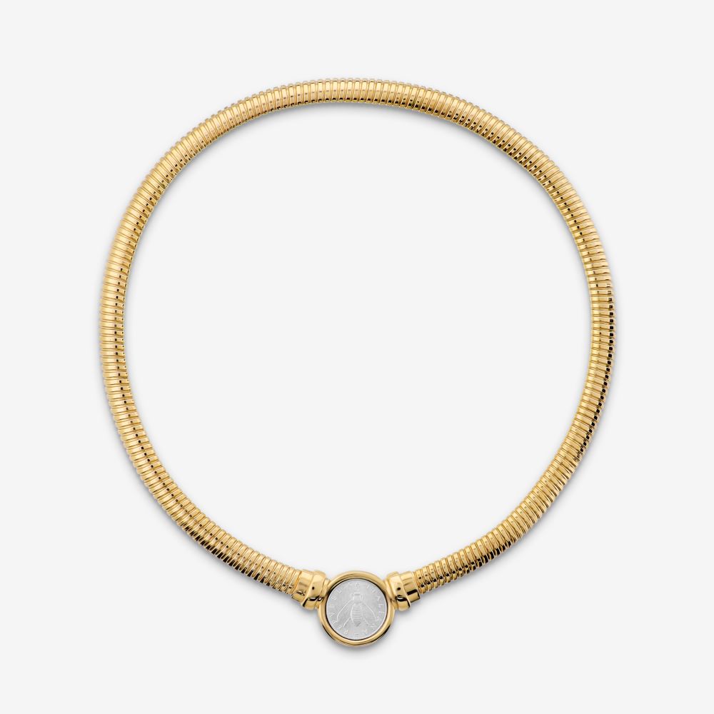 Italian Tubogas Collar Necklace With Changeable Bee Lire