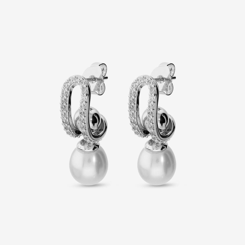 Italian Stone And Pearl Drop Earrings