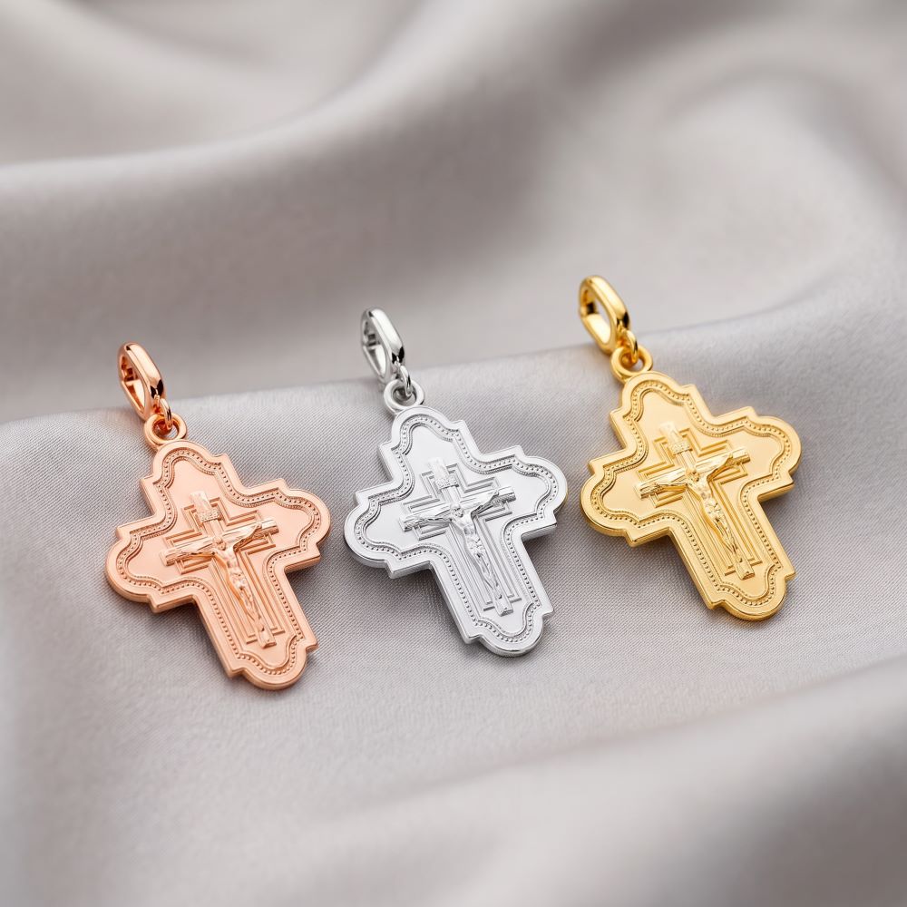 Italian Grand Polished Cross Pendant/Enhancer
