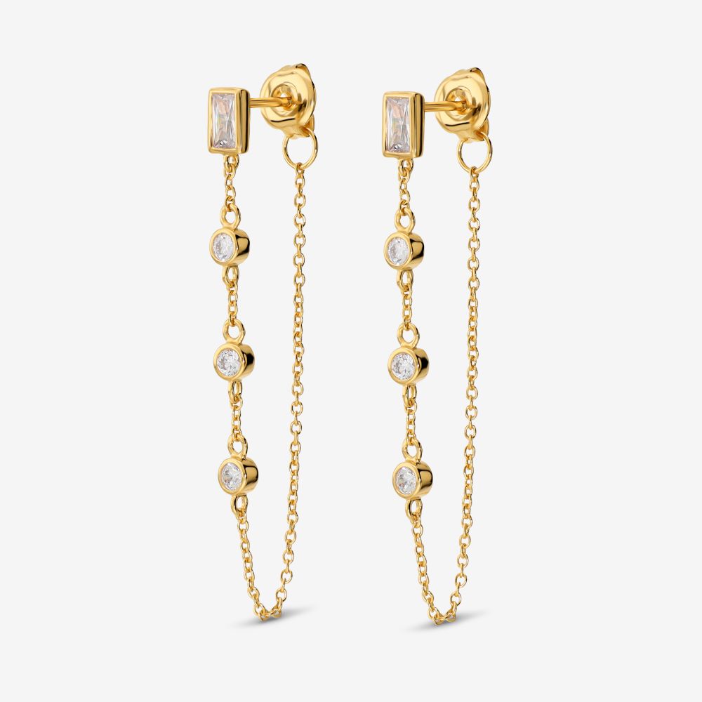 Italian Chain Earrings With Scattered Stones