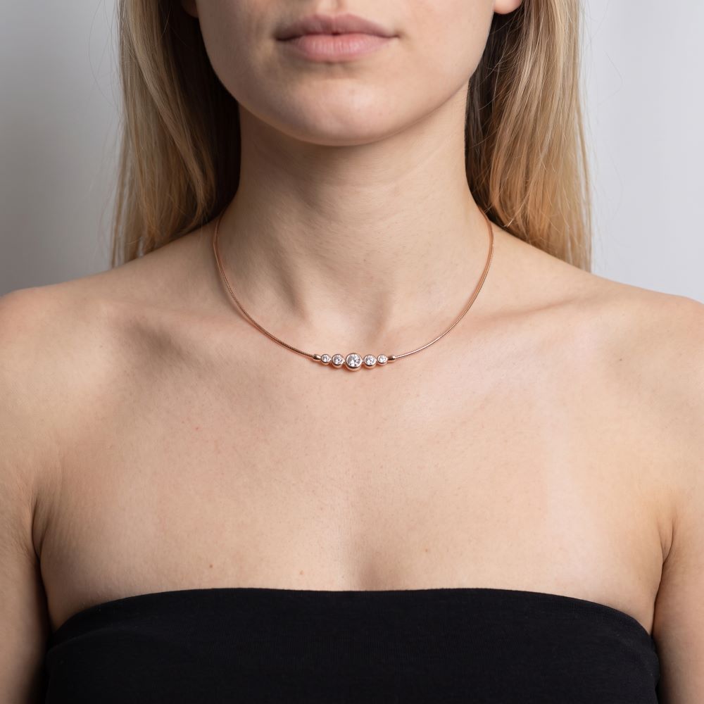 Italian Hand Diamond Cut Bead Front Necklace