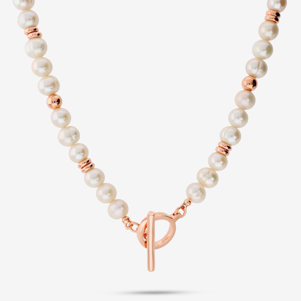 Italian Oval Pearl Necklace With T-Bar