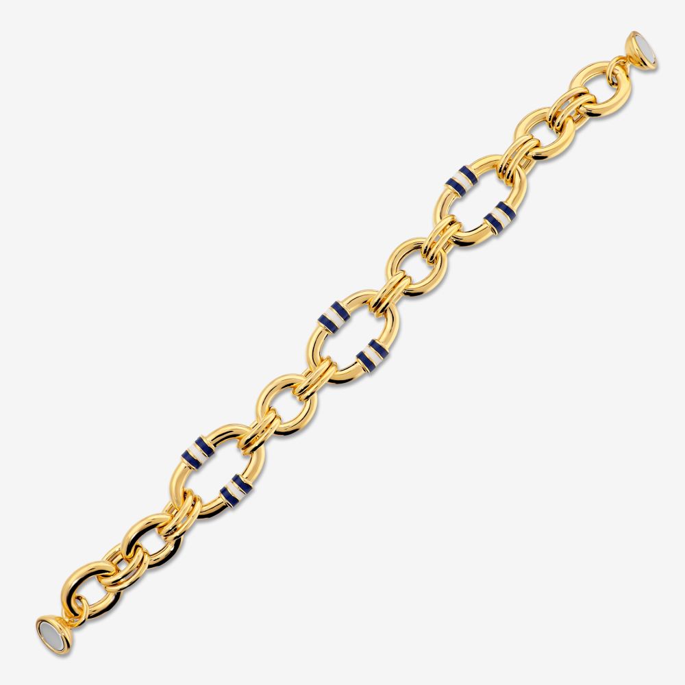 Italian Handmade Bespoke Status Link And Enamel Bracelet, Yellow Gold