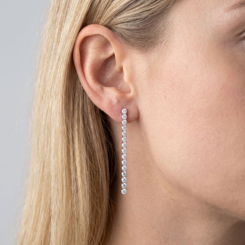 Italian Look Of Fine Tennis Drop Earrings, White