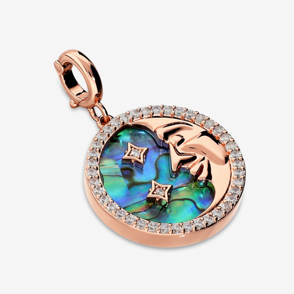 Italian Abalone Moon And Stars Pendant/Enhancer