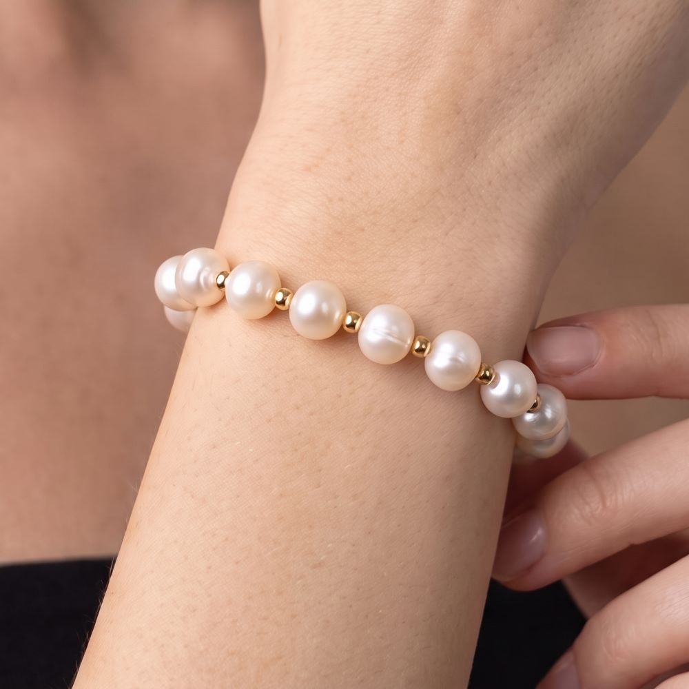 Italian Large Pearl Bracelet With T Bar