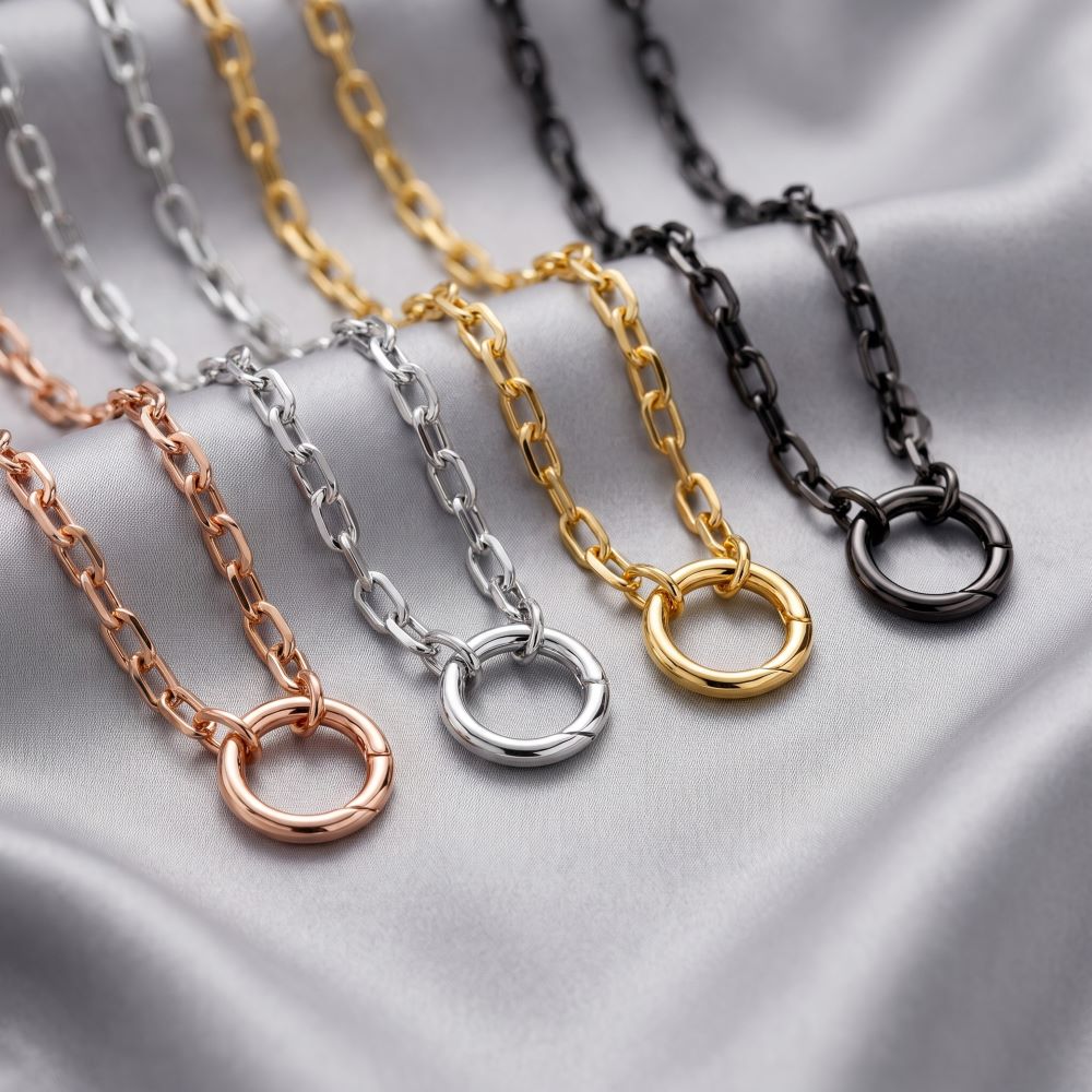 Italian Handmade Status Link Necklace With Circle Enhancer