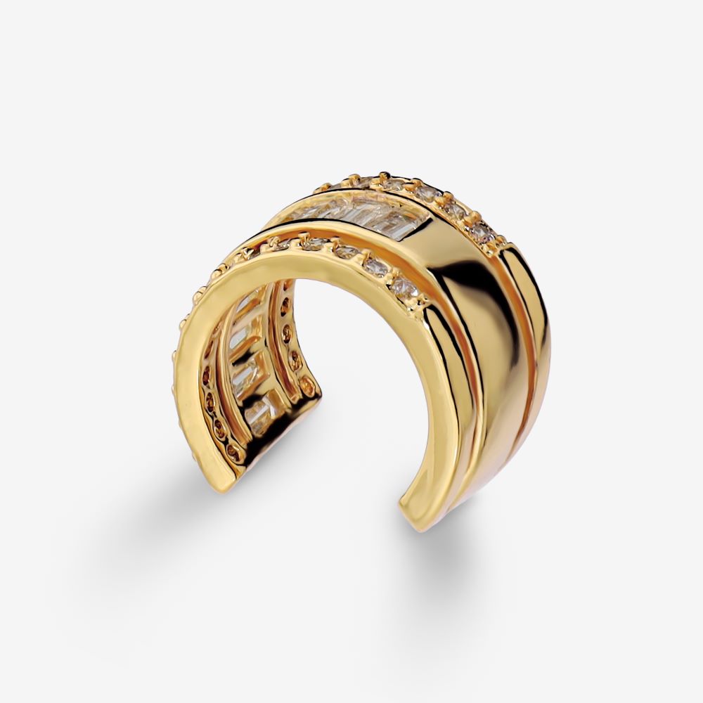 Italian Baguette And Pave Earring Cuff