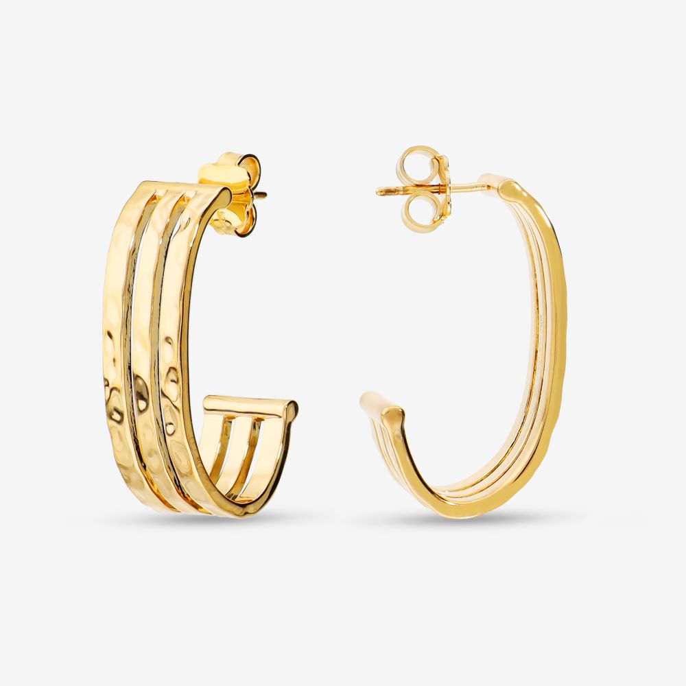 Italian Triple Bar Hammered Earrings