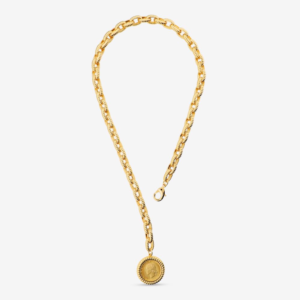 Italian Status Link Changeable Genuine Lire Coin Necklace