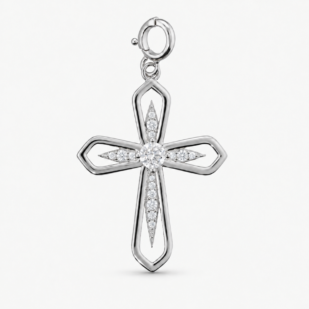 Italian Open Cross With Center Stones