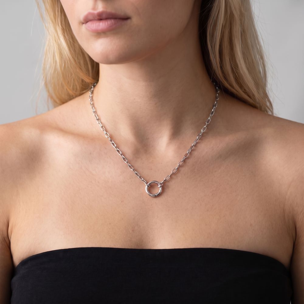 Italian Handmade Status Link Necklace With Circle Enhancer