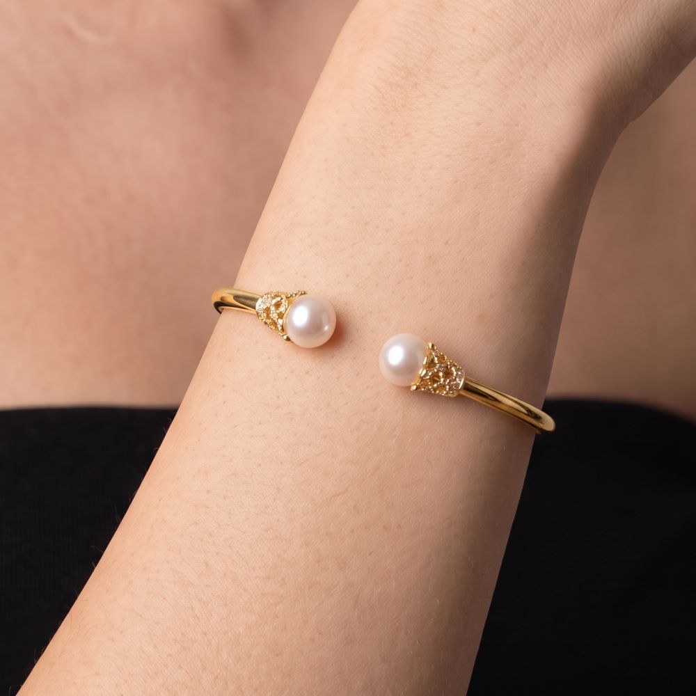 Italian Pearl Detail Cuff Bracelet