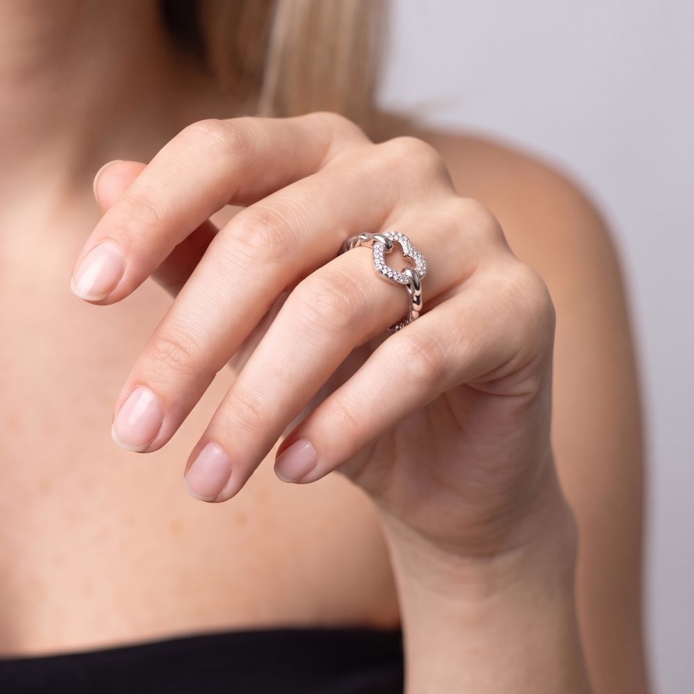 Italian Pave Open Heart Ring
