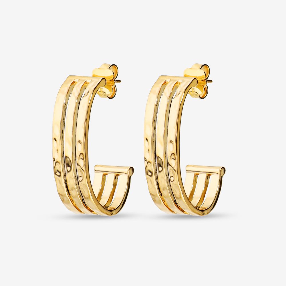 Italian Triple Bar Hammered Earrings