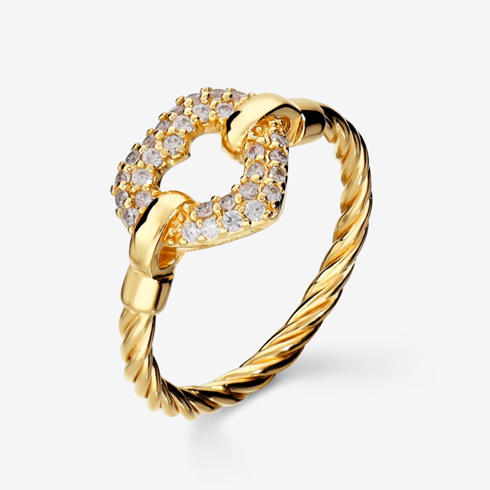 Italian Pave Open Heart Ring