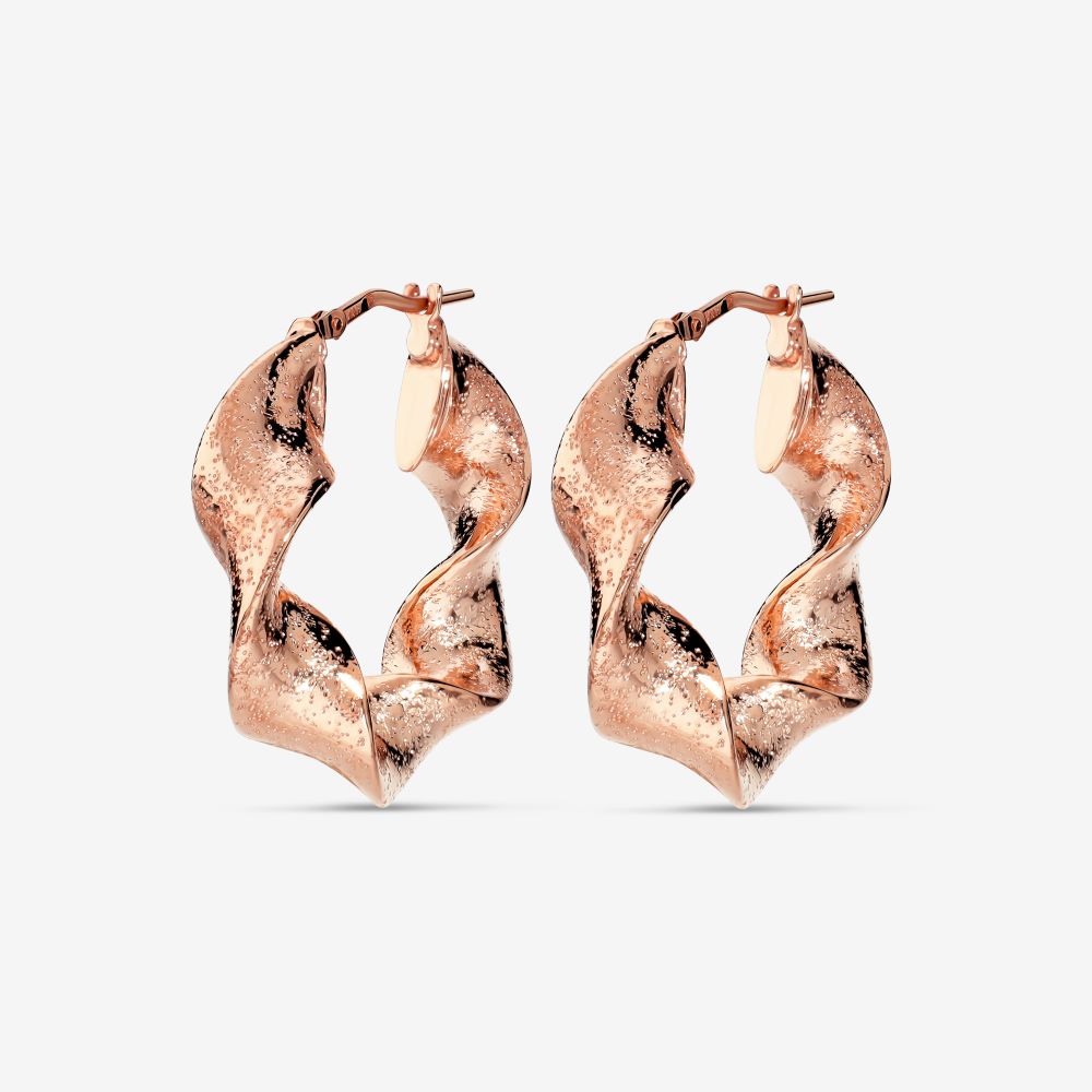 Italian Puntinato Ribbon Twist 1" Hoop Earrings